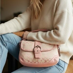 Elegant Pink and Cream Shoulder Bag